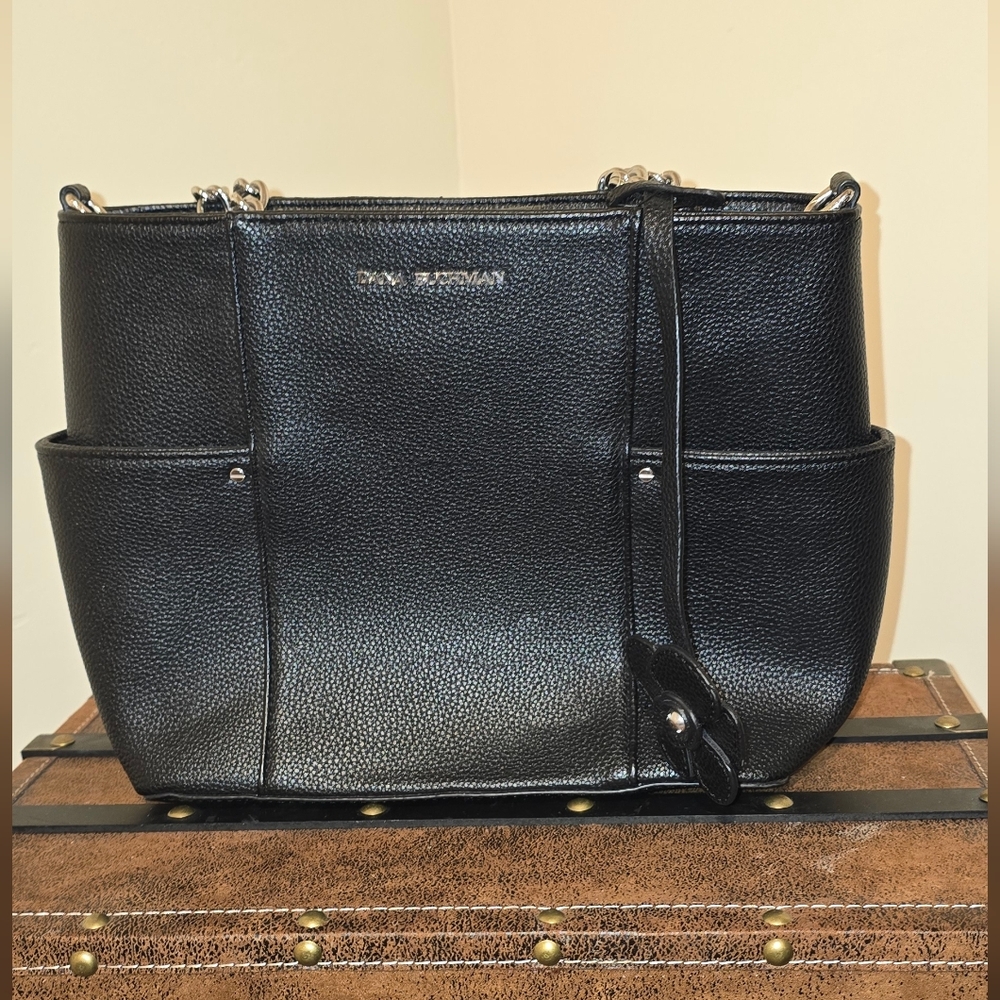 Dana Buchman Black Textured Leather Tote